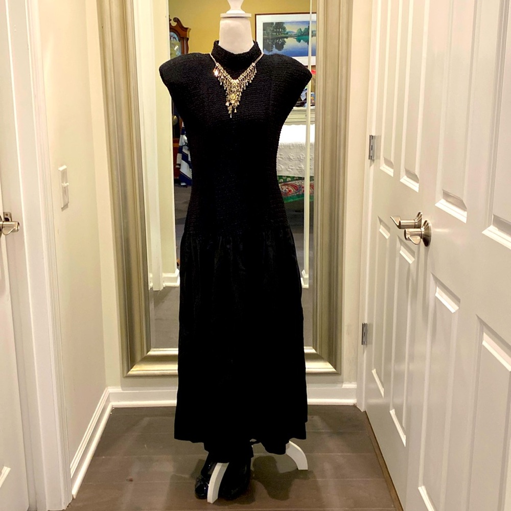 Beautiful 1980's Joseph Ribkoff Black Open Back Dress with So Much Vintage Charm